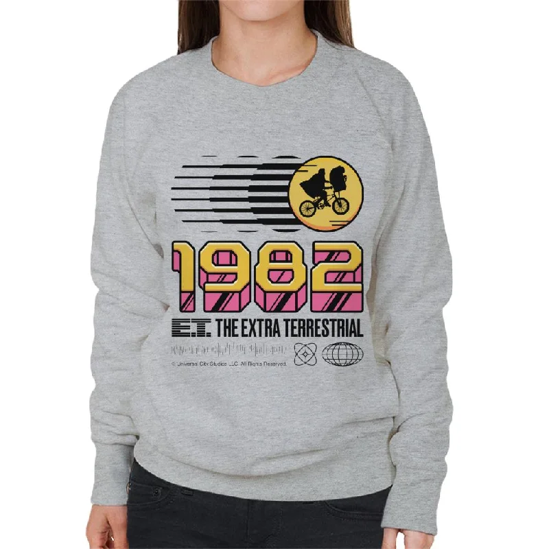 E.T. 1982 The Extra Terrestrial Women's Sweatshirt Hoodie with Set-In Sleeves Structured Classic E.T. 1982 The Extra Terrestrial Women's Sweatshirt Hoodie with Set-In Sleeves Structured Classic