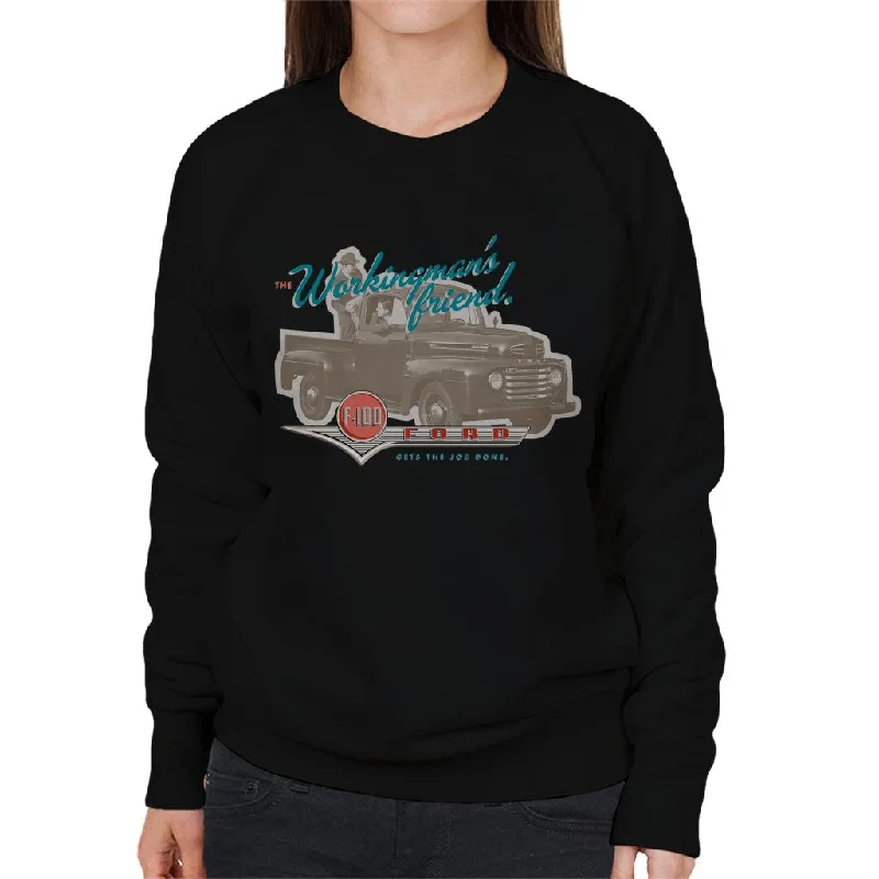 Ford F 100 The Workingmans Friend Women's Sweatshirt Hoodie with Crew Neck Simple Timeless Ford F 100 The Workingmans Friend Women's Sweatshirt Hoodie with Crew Neck Simple Timeless