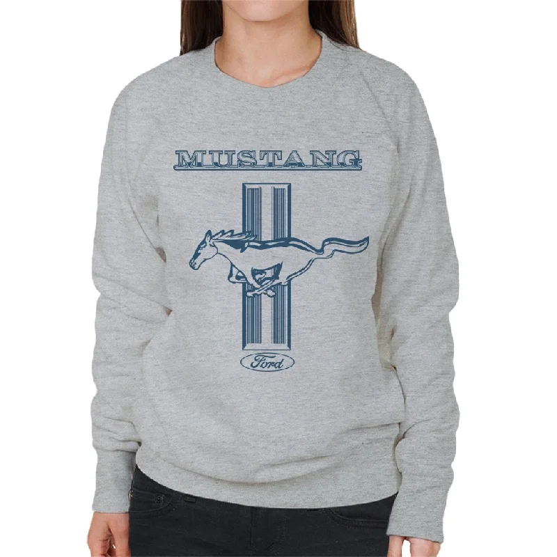 Ford Mustang Galloping Horse Logo Women's Sweatshirt Hoodie with Stripes Bold Sporty Ford Mustang Galloping Horse Logo Women's Sweatshirt Hoodie with Stripes Bold Sporty