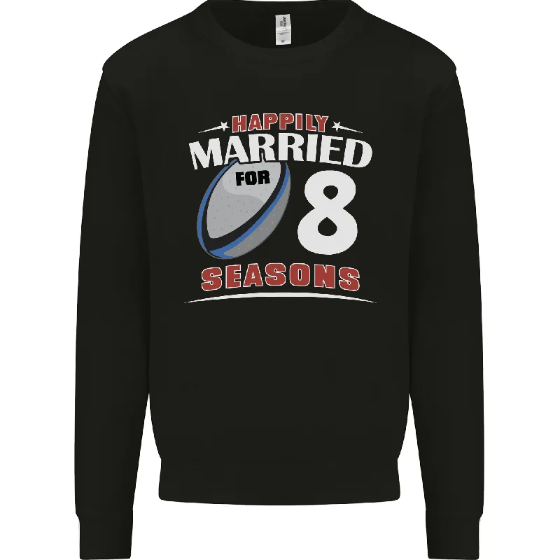 8 Year Wedding Anniversary 8th Rugby Mens Sweatshirt Jumper Hoodie with Raw Hem Edgy Unfinished 8 Year Wedding Anniversary 8th Rugby Mens Sweatshirt Jumper Hoodie with Raw Hem Edgy Unfinished