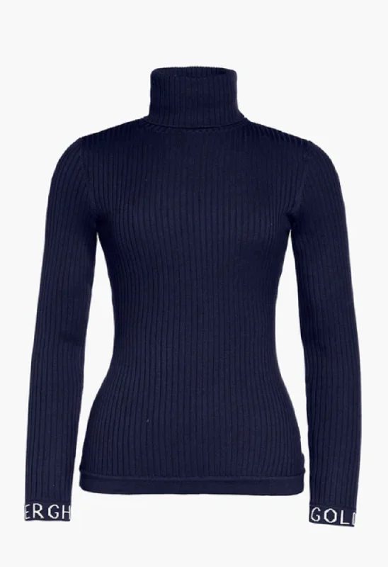 Goldbergh Mira Polo Neck Jumper in French Blue Turtle Neck Boat Neck Asymmetrical Neck Goldbergh Mira Polo Neck Jumper in French Blue Turtle Neck Boat Neck Asymmetrical Neck