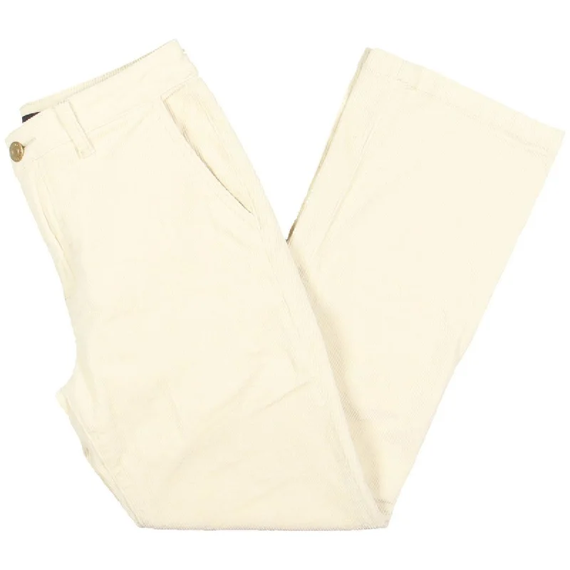 Womens Corduroy High Rise Bootcut Jeans Fashionable Raw Hem Bootcut Jeans