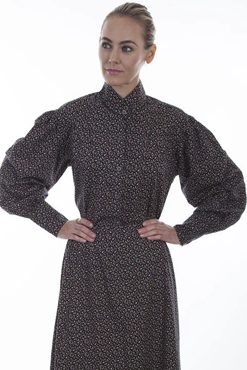 Women's Old West Top Collection: Rangewear Floral Print Blouse Double-Layered Blouse
