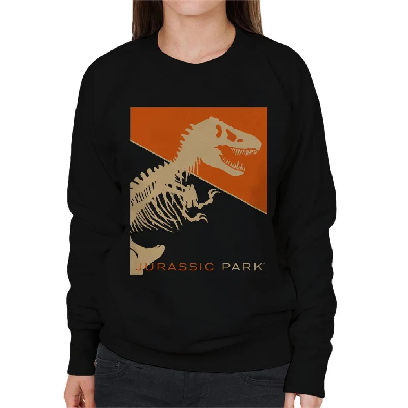 Jurassic Park T Rex Skeleton Orange Background Women's Sweatshirt Hoodie Sweatshirt Pullover