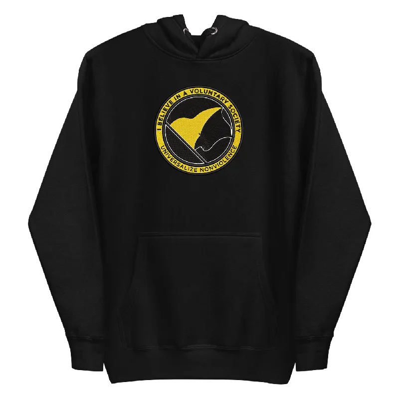 Voluntaryist ANCAP Embroidered Hoodie Hoodie with Puffed Sleeves Voluminous Trendy