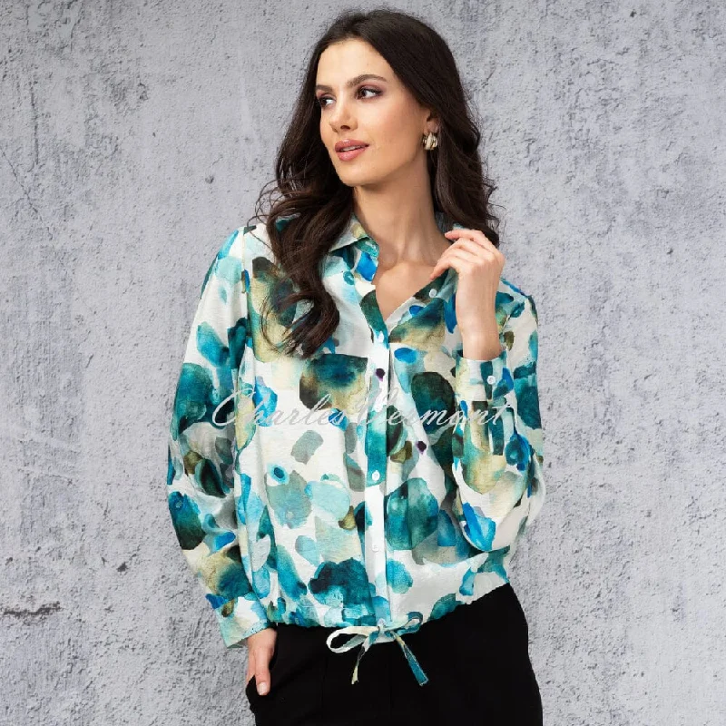 Alison Sheri Watercolour Print Blouse With Drawstring Hem - Style A44051 Delicate Pleat Blouse Alison Sheri Watercolour Print Blouse With Drawstring Hem - Style A44051 Delicate Pleat Blouse