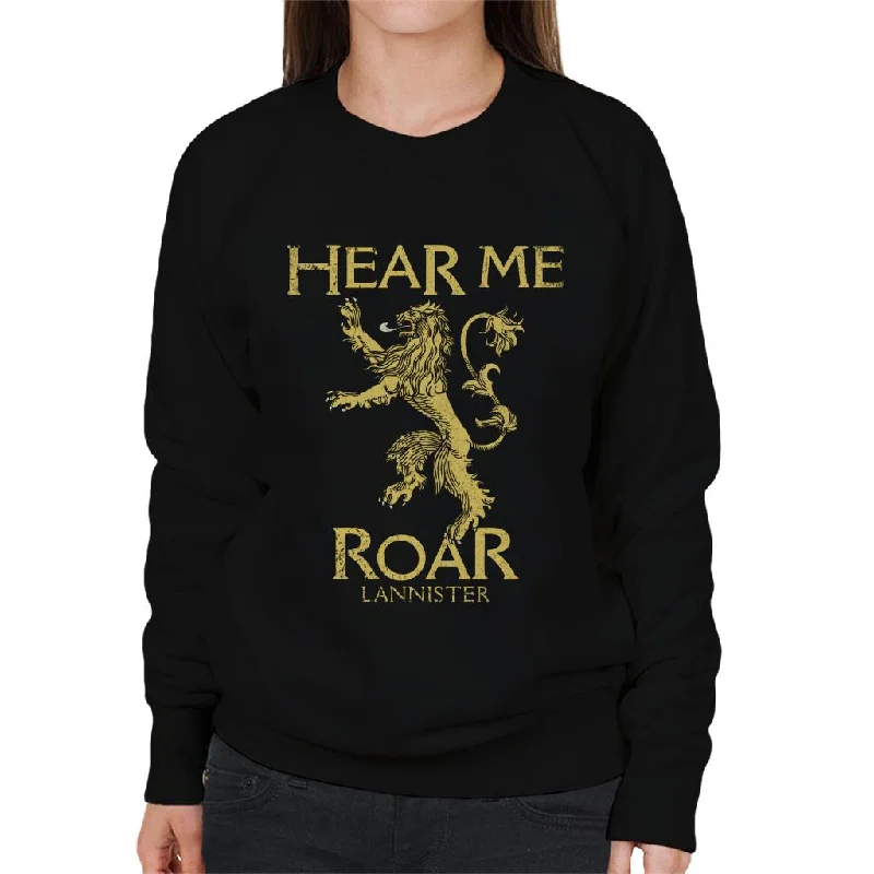 Game Of Thrones Lannister Hear Me Roar Women's Sweatshirt Hoodie with Back Slit Movement Comfort Game Of Thrones Lannister Hear Me Roar Women's Sweatshirt Hoodie with Back Slit Movement Comfort