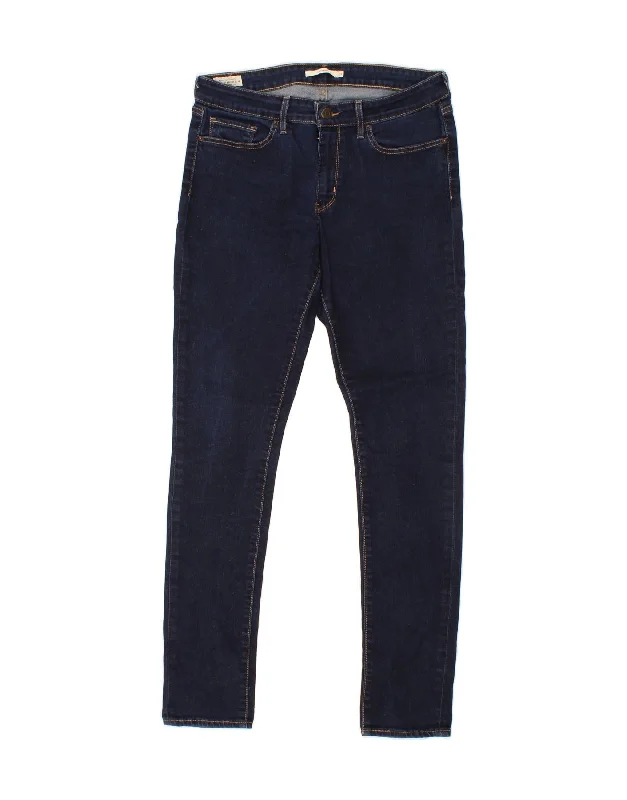 LEVI'S Womens 711 Skinny Jeans W31 L31  Navy Blue Cotton Elegant Raw Hem Jeans