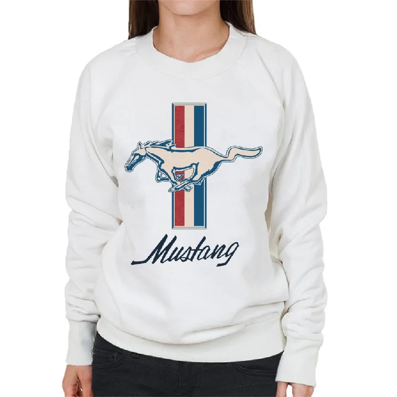 Ford Mustang Horse Women's Sweatshirt Hoodie with Zipper Placket Modern Functional