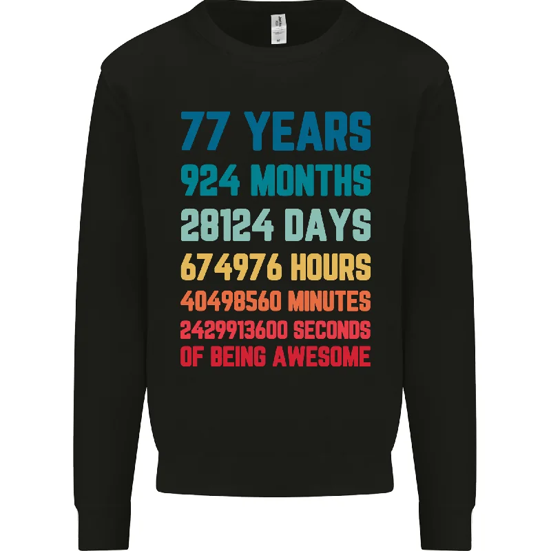 77th Birthday 77-Year-Old Men's Sweatshirt Jumper Hoodie with Turtle Neck Cozy Winter 77th Birthday 77-Year-Old Men's Sweatshirt Jumper Hoodie with Turtle Neck Cozy Winter
