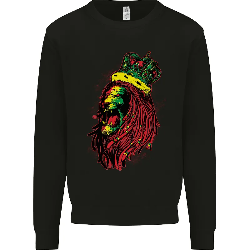 A Roaring Jamaican Lion Reggae Music Jamaica Mens Sweatshirt Jumper Hoodie with Zipper Versatile Modern