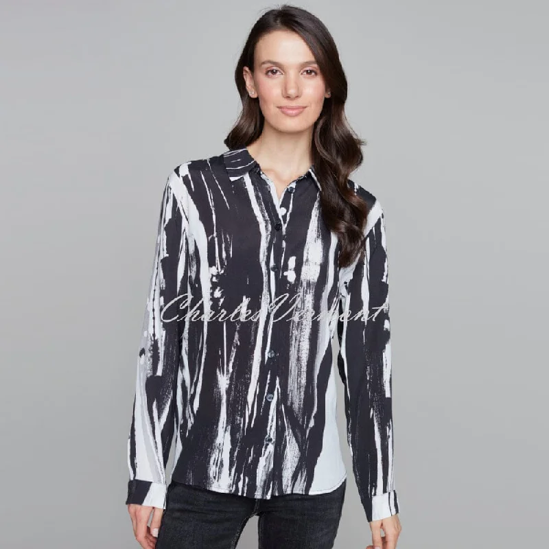 Claire Desjardins 'Breezy Black & White' Blouse - Style 91723 Oversized Silk Blouse