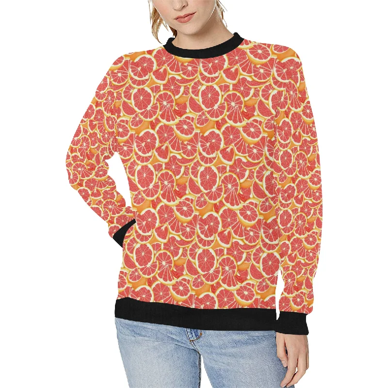 Tropical grapefruit pattern Women's Crew Neck Sweatshirt Hoodie with Back Slit Movement Comfort