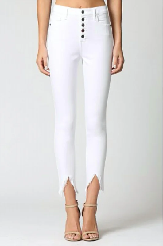 Women's Caroline High Rise Skinny Jeans In White Comfortable Faded High-Rise Jeans
