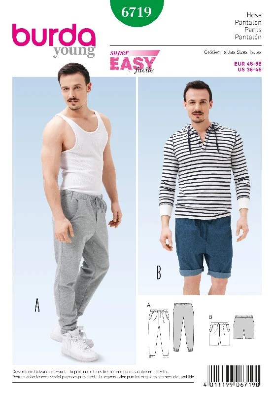Burda Pattern 6719- Mens Jogging Pants Warm Wool Trousers