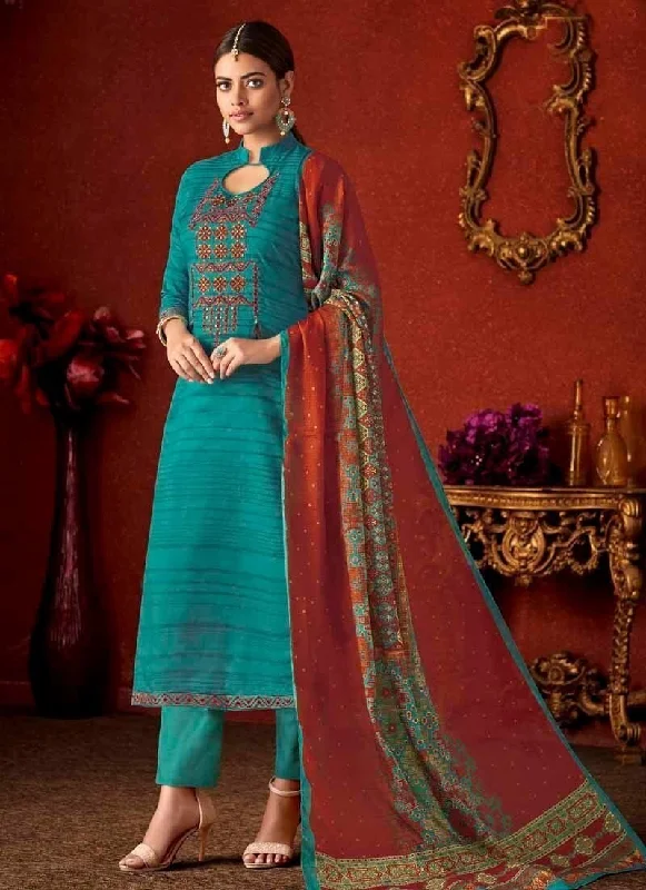 Green Pure Cotton Pant Dress Elegant Dress Pants