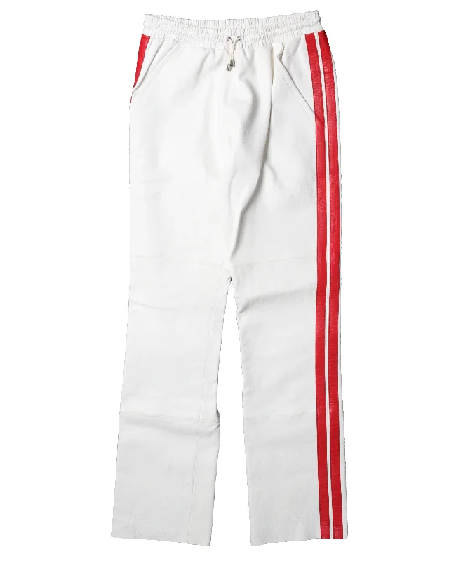 Sample Leather White Stripped Pants Modern Bootcut Pants