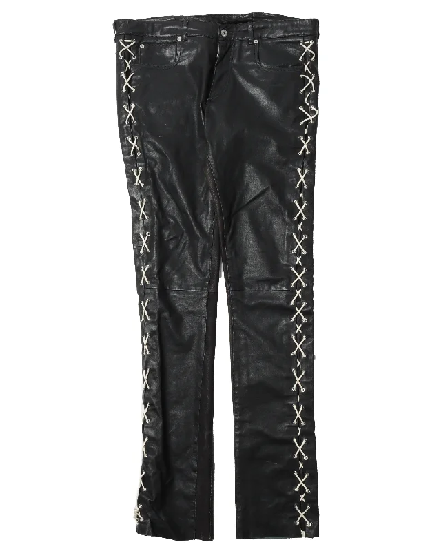 Sample Leather Side Stitched Pants Slim-Fit Leggings