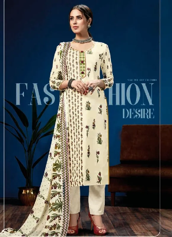 Cream Pure Loan Cotton Pant Salwar Suits Casual Track Pants