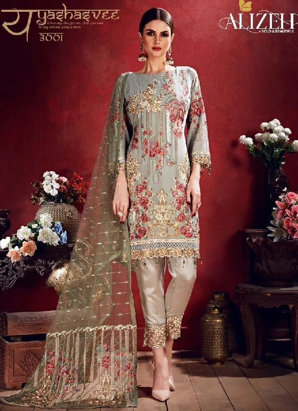 Steel Grey Pant style Straight Georgette Fashionable Button-Up Pants