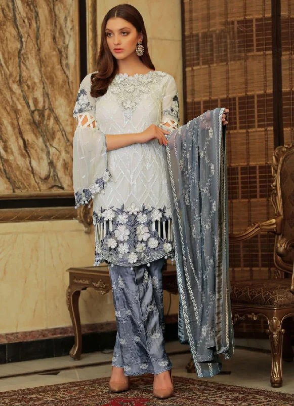 Cream Foux Georgette Pant Salwar Suits Stylish Casual Pants