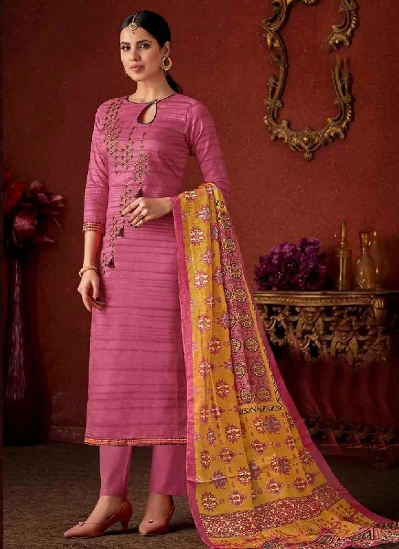 Pink Pure Cotton Pant Dress Classic Straight-Leg Pants