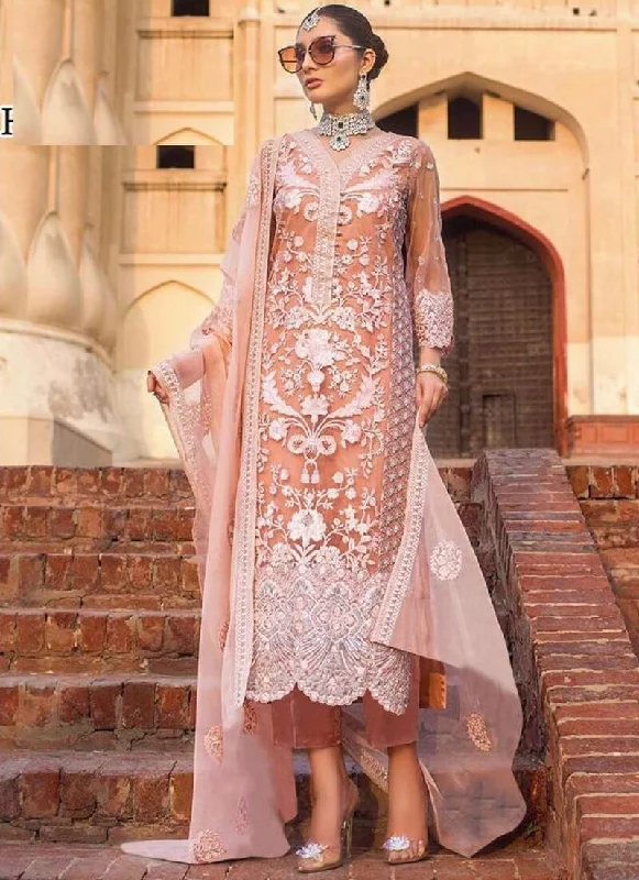 Light Orange Net With Heavy Embroidery Work Salwar Kameez Pant Stylish Casual Pants