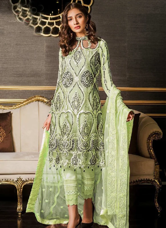 Light Green Heavy Net Pant Suit Wide-Legged Palazzos