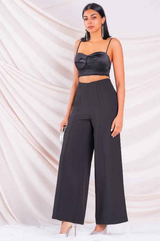 Black Wide Leg Pant High-Waist Jogger Pants