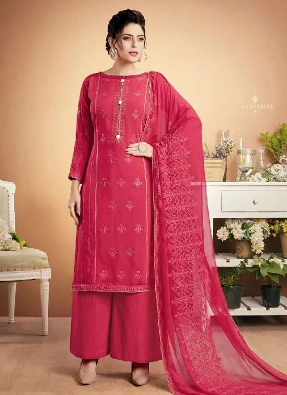 Rose Pink Pant style Suit Heavy Muslin Trendy High-Waist Trousers