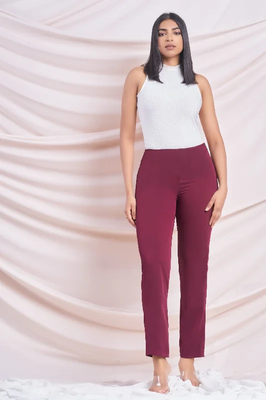 Maroon Side Zip Pant Soft Cotton Pants