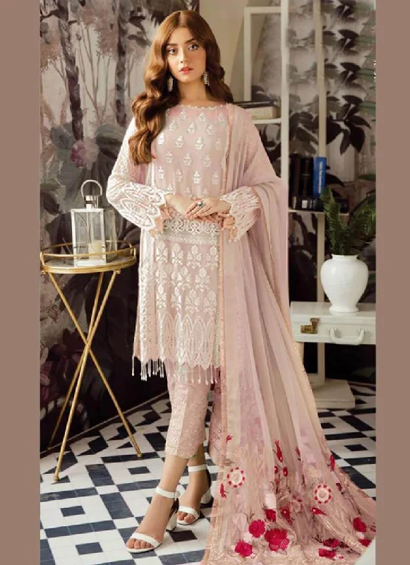 Peach Heavy Georgette Pant Suit Relaxed Fit Trousers