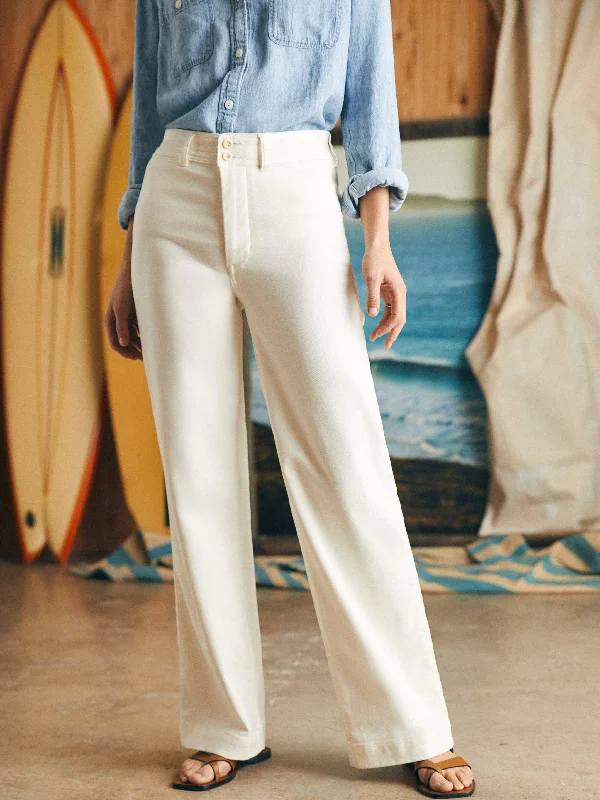 Stretch Terry Harbor Pant - Egret High-Waist Jeans