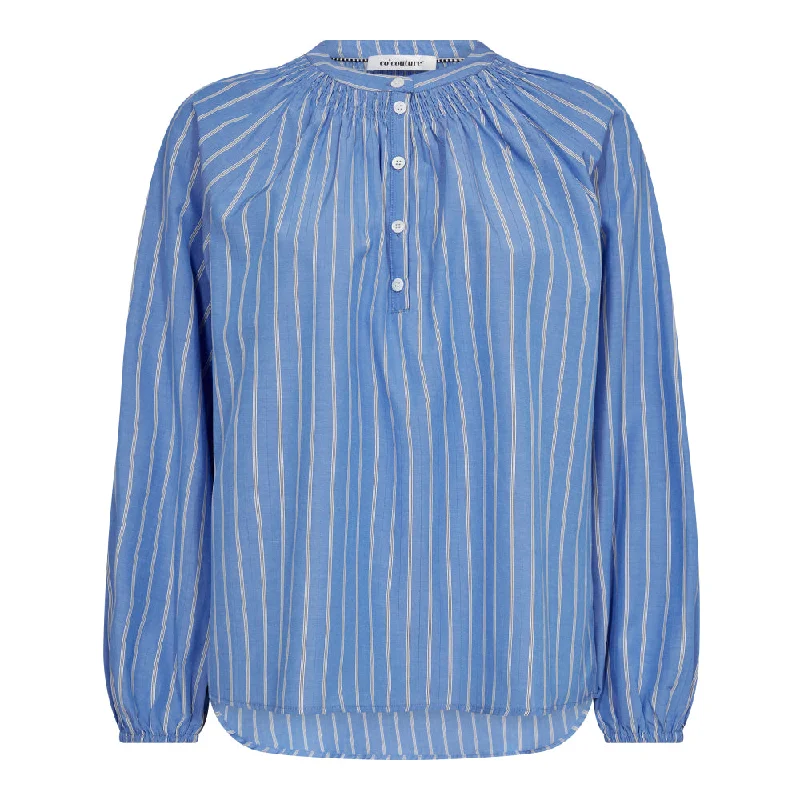 Cocouture - SamraCC Stripe Blouse - Sky Blue Polished Work Blouse