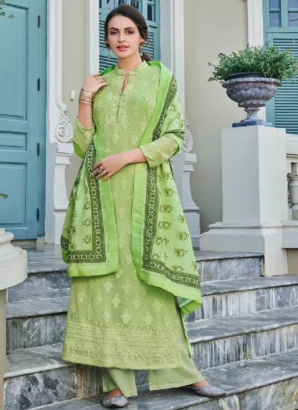 Georgette Pista Straight Suit Pant Bottom Fashionable Tapered Leg Pants