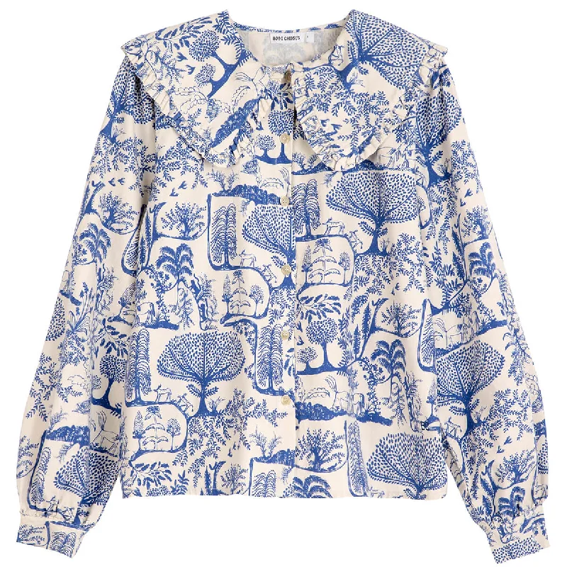 Wonderland Collared Blouse by Bobo Choses Womenswear - Last One In Stock - Extra Small Ruched Sleeve Blouse