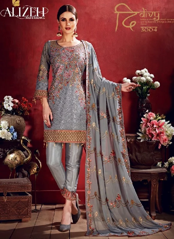 Grey Pant style Straight Georgette Slim-Fit Khaki Pants