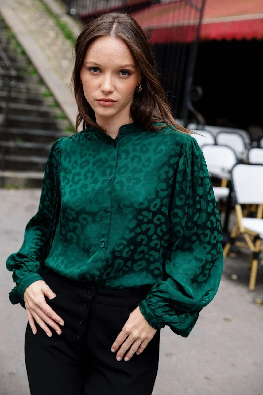 Blouse Hortensia Verte Drape Neck Blouse