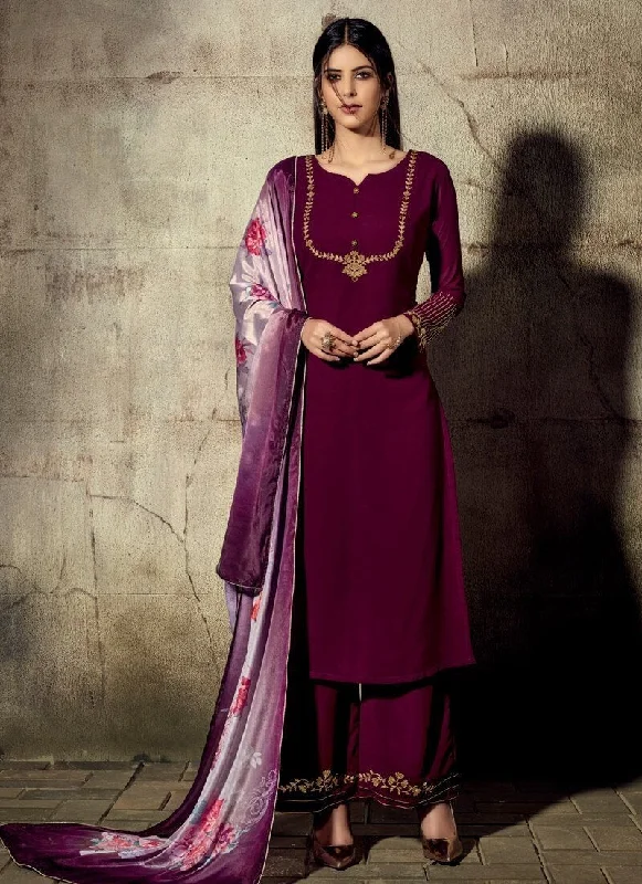Purple Pant style Straight Georgette Cozy Maternity Pants