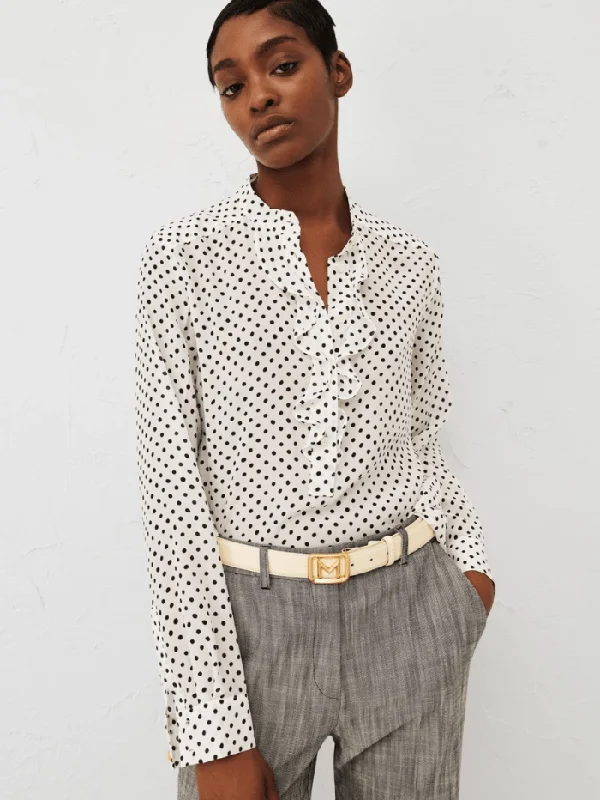 Marella TAGLIA Ruched Polka Dot Patterned Blouse 24131111512 Col 001 Double-Layered Blouse