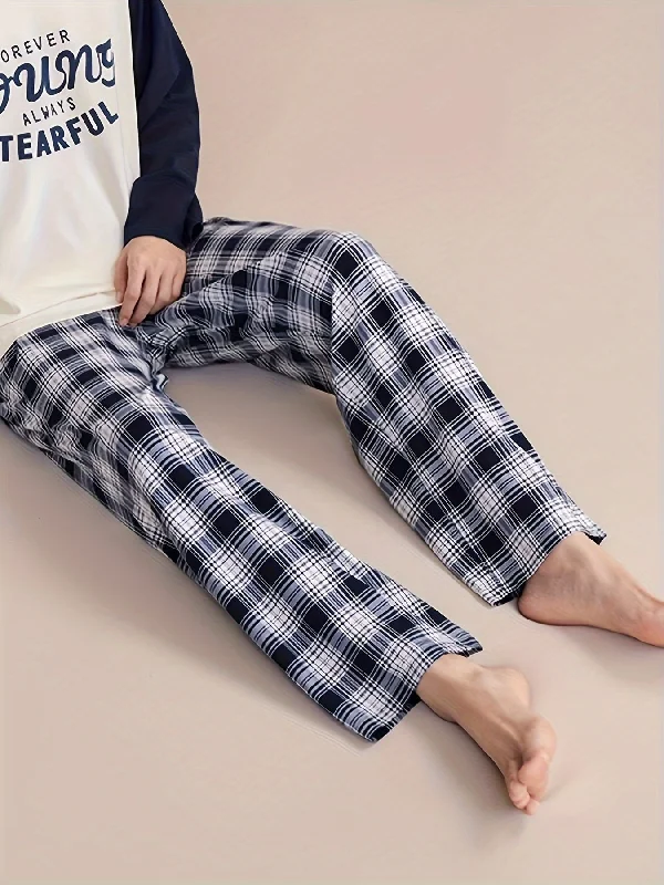 Men's Trendy Plaid Super Loose Pajama Pants, Stylish All-match Pants, Comfy & Breathable For Daily Wearing Comfortable Jogging Pants