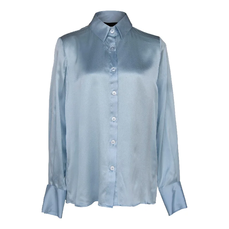 Luxe Silk Blouse in Blue Everyday Stylish Blouse