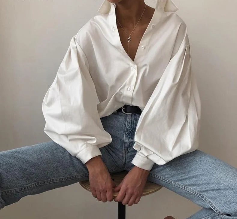 Women Blouse Shirt | Turn-Down Collar Shirt | Women Office Blouse | Office Ladies Shirt | Women Casual Shirt | Female Lantern Sleeve Shirt Delicate Bow Blouse