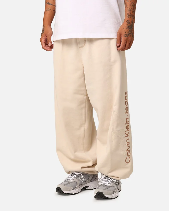 Calvin Klein Washed Monologo Hawk Pants Ivory Classic Bootcut Trousers