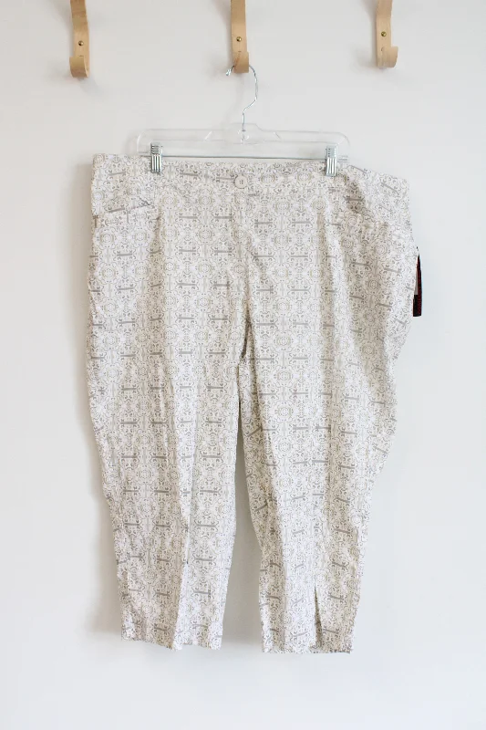 NEW Briggs Cobblestone Medallion Patterned Capri Pants | 18W Wide-Legged Palazzos