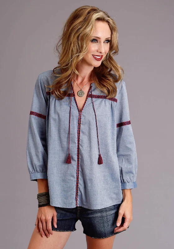 Women's Stetson Chambray Blouse Office Formal Blouse