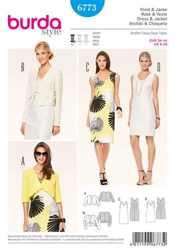 Burda Pattern 6773- Coordinates, Pantsuits & Suits Trendy High-Waist Trousers