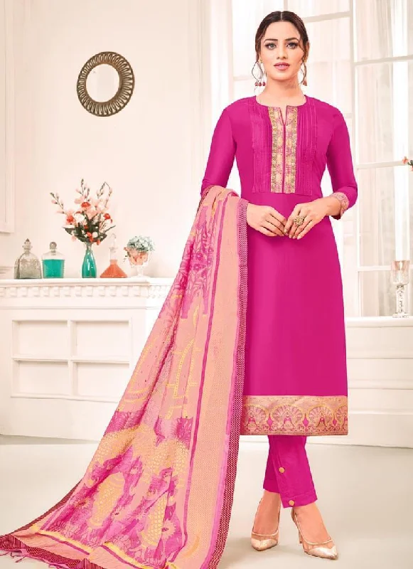 Pink Pure Jam Silk Pant Straight Stretch Fit Pants
