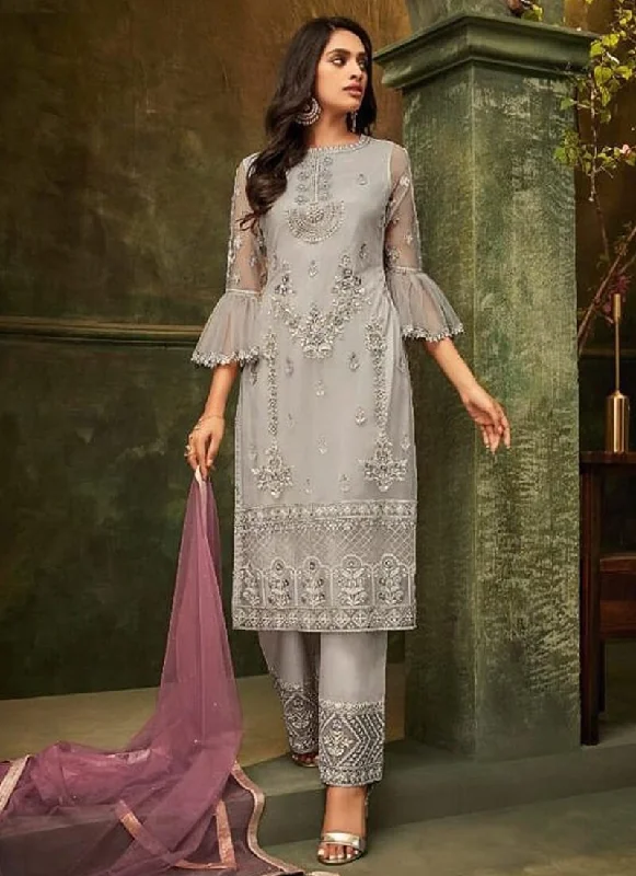 Grey Butterfly Net Suit Pant Lightweight Linen Pants
