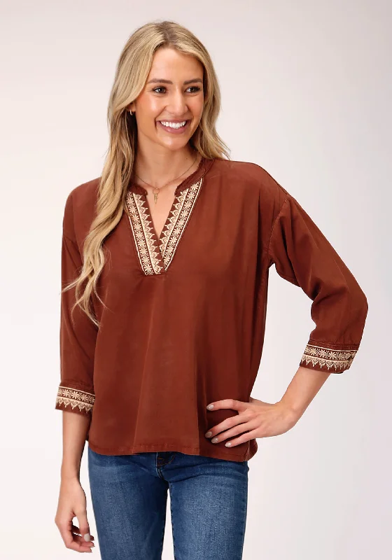 Stetson Lyocel Twill Pull Over Blouse Romantic Lace Blouse